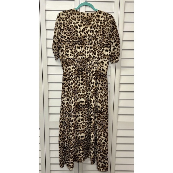 ASTR The Label Leopard Print Half Sleeve Deep V-Neck Button Down Dress Size XL - Picture 9 of 10